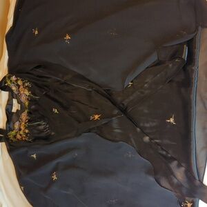 Vintage Linda Karen Intimates Sheer Embroidered Gown& Kimono Robe 1X